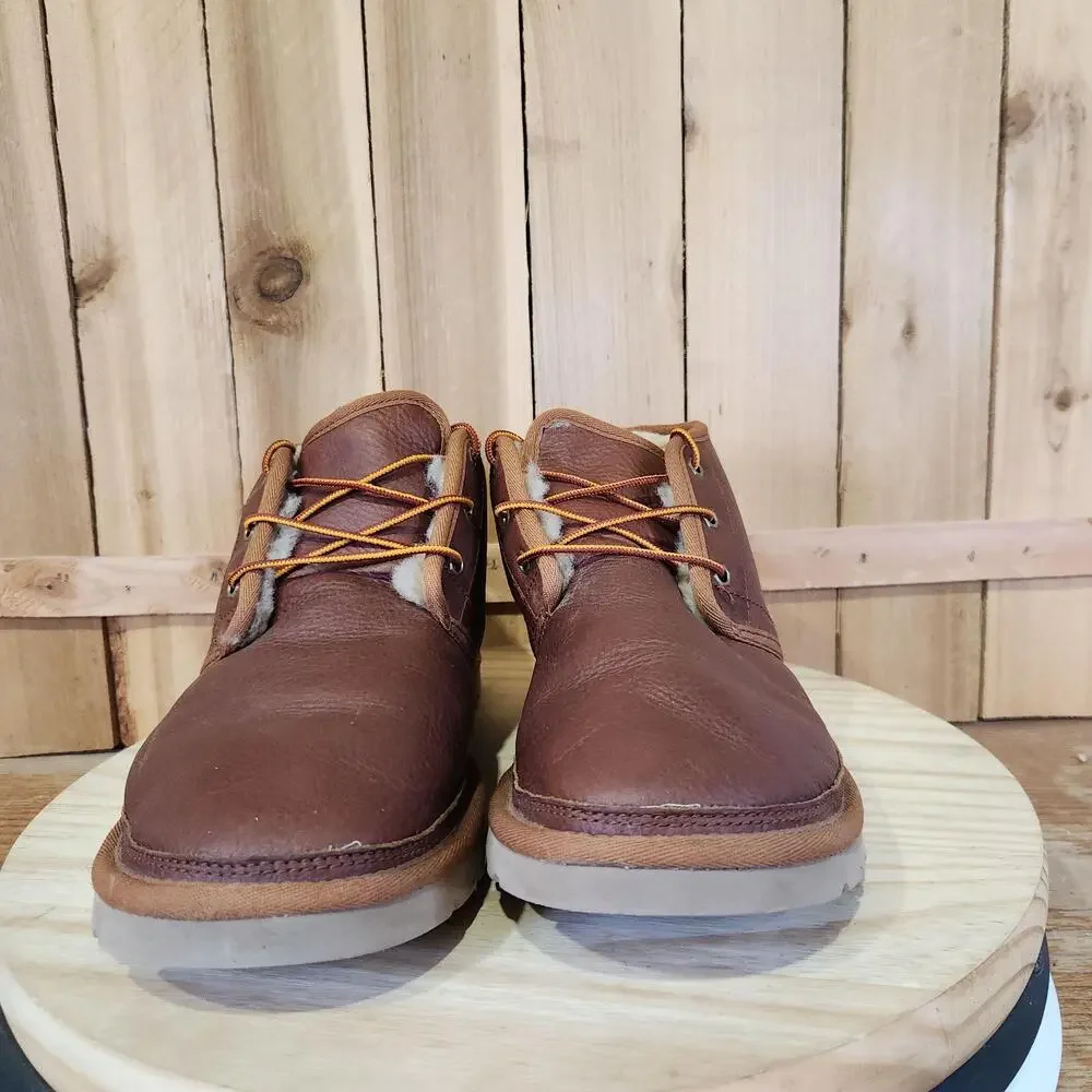 UGG Neumel Boots Mens 11 Brown Leather Chukka Lined Ankle Outdoor Winter